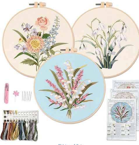 3pc flower embroidery - 3pc,