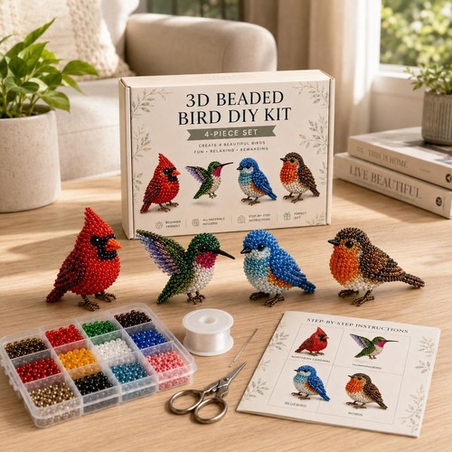 4pcs animal bead embroidery - 3d,