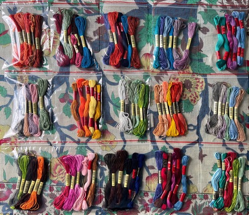 Set embroidery threads - of,