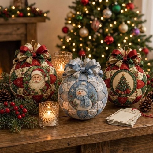 Diy patchwork christmas ball - diy,