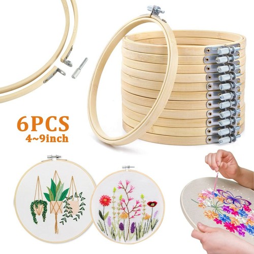 6pcs wooden embroidery hoops - wooden,