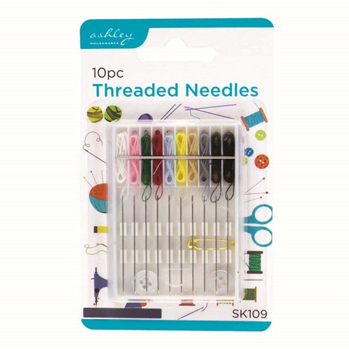 10pcs threaded sewing needles - threaded,